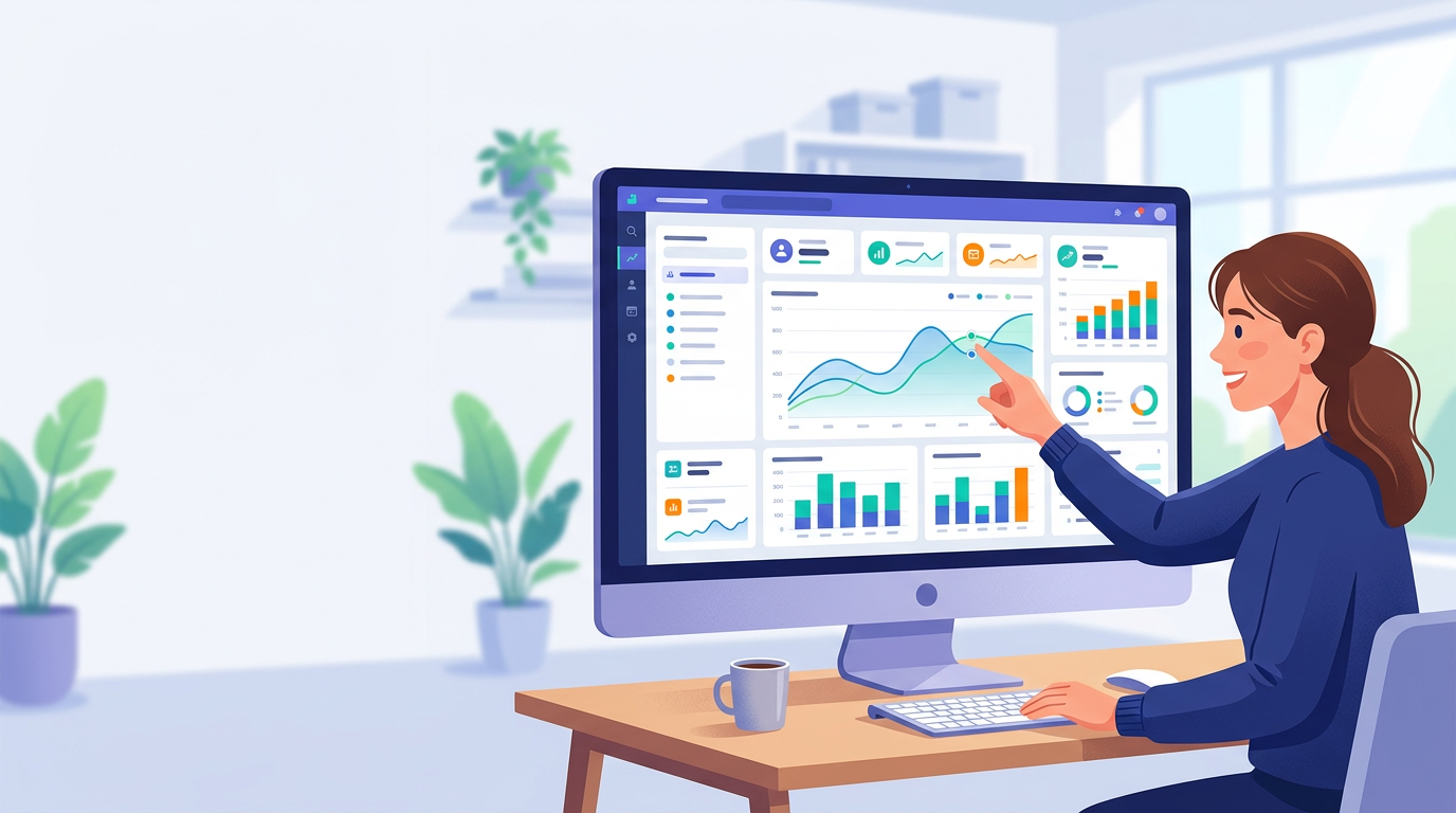 Dashboard de métricas marketing digital con gráficas de conversión y ROI en pantalla