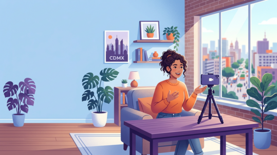 Micro influencer México grabando contenido auténtico en casa para redes sociales