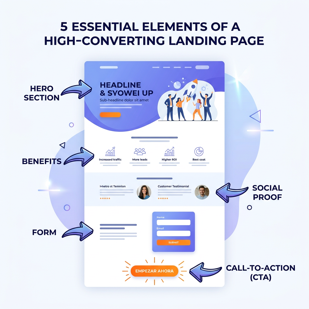 infografía anatomía de landing pages que convierten