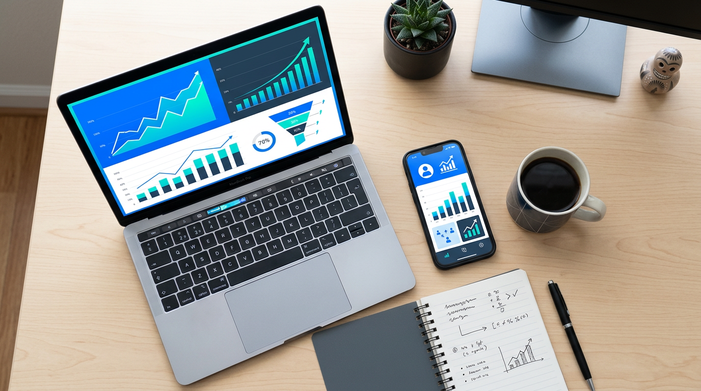 Herramientas para medir ventas en redes sociales México sobre escritorio de marketing digital