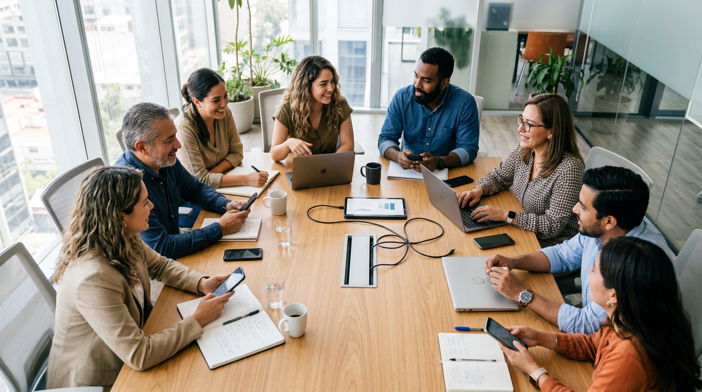 equipo de empleados creando contenido para redes sociales, estrategia employee generated content México