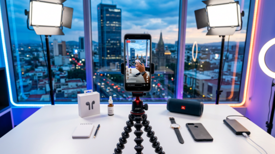 live shopping México transmisión en vivo de productos desde smartphone con iluminación profesional