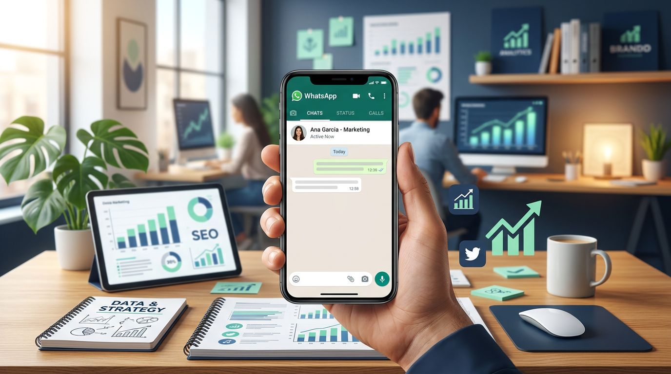 WhatsApp Business estrategia de conversión para negocios mexicanos, celular con chat activo
