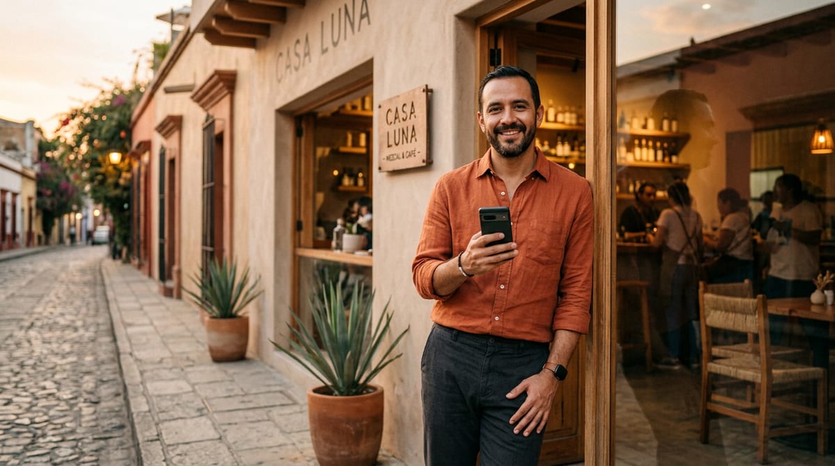dueño de negocio influencer de su propia marca en México creando contenido digital auténtico