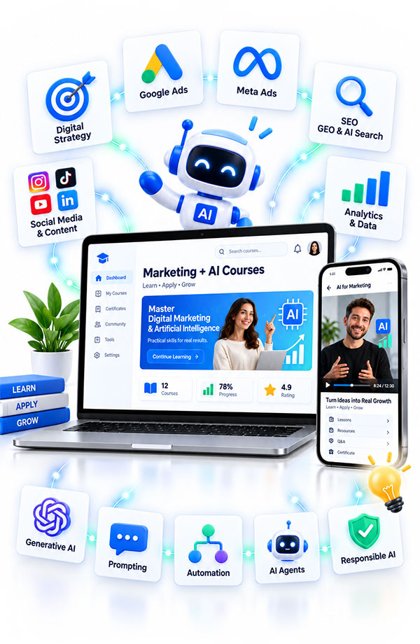 Computadora con temas de cursos